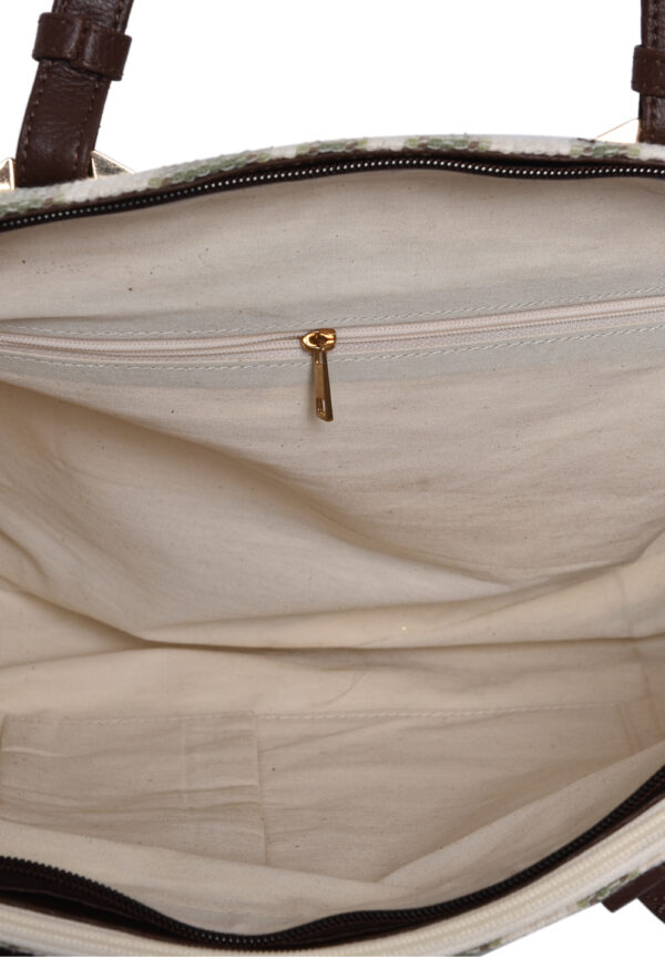 Twin-Zip Cotton Elegance Handbag - Image 5