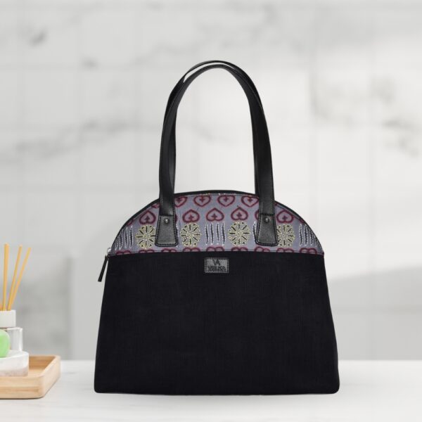 Classic Noir Kantha Embroidery Handbag