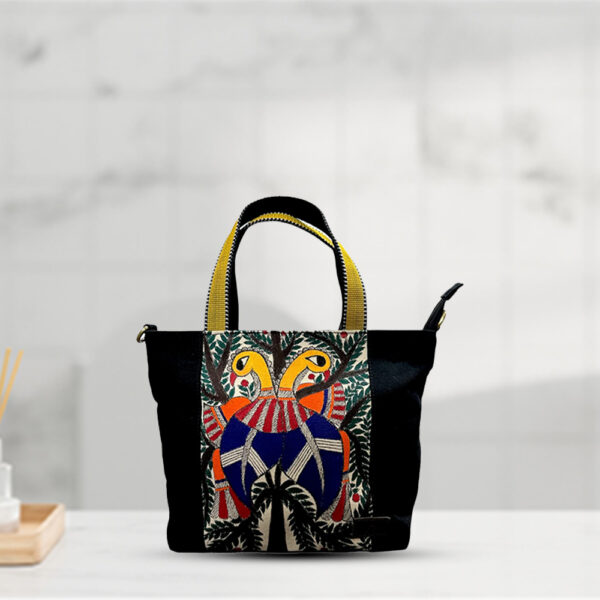 Madhubani Eco Birds hand Embroidered Bag