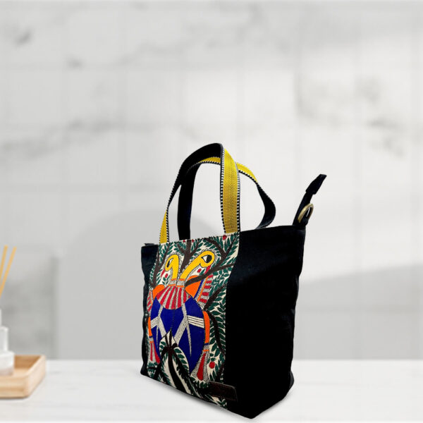 Madhubani Eco Birds hand Embroidered Bag - Image 2