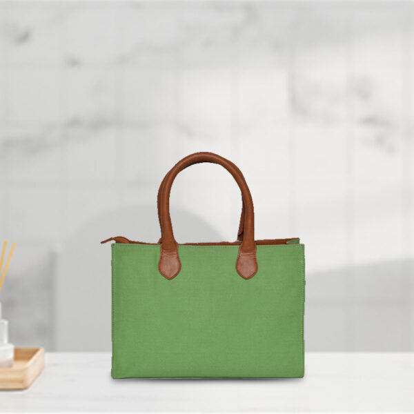 Green Texture Cotton Handbag - Image 2