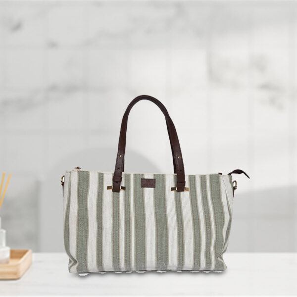 Twin-Zip Cotton Elegance Handbag