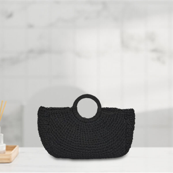 Black Knot Raffia Tote Bag