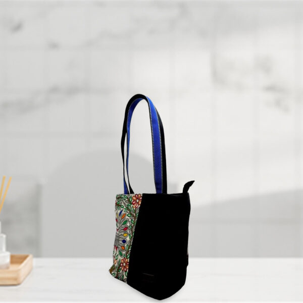 Madhubani Peacock Eco Tote Bag - Image 2