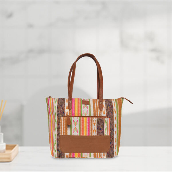 Trendy Canvas Mosaic Tote Bag